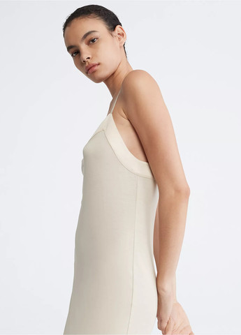 Светло-бежевое домашнее платье Calvin Klein однотонное