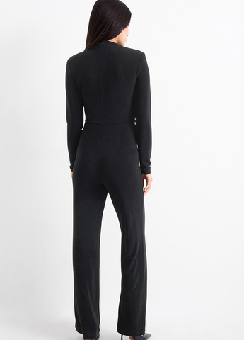 Комбінезон C&A комбінезон-брюки однотонний чорний вечірній, кежуал поліамід