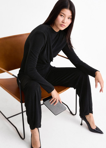 Комбінезон C&A комбінезон-брюки однотонний чорний вечірній, кежуал поліамід