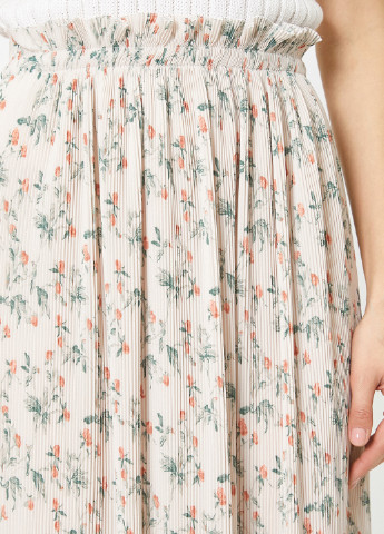 Айвори кэжуал цветочной расцветки юбка KOTON плиссе
