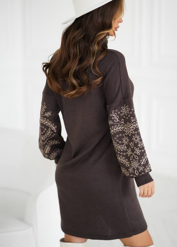 Темно-коричнева кежуал сукня No Brand однотонна