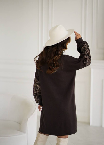 Темно-коричнева кежуал сукня No Brand однотонна