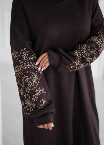 Темно-коричнева кежуал сукня No Brand однотонна