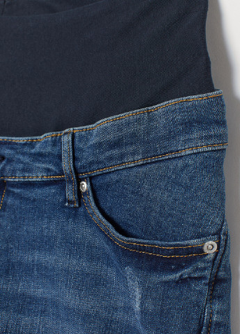 Шорты для беременных H&M однотонные синие джинсовые хлопок