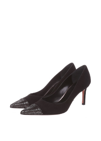 Черные женские кэжуал туфли на высоком каблуке итальянские - фото