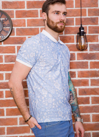 Голубой футболка-поло для мужчин Ager с цветочным принтом