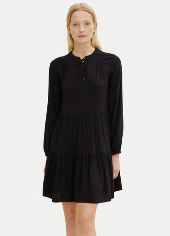 Черное кэжуал платье рубашка Tom Tailor однотонное