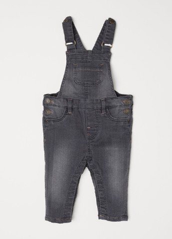 Комбінезон H&M комбінезон-брюки однотонний графітовий джинсовий