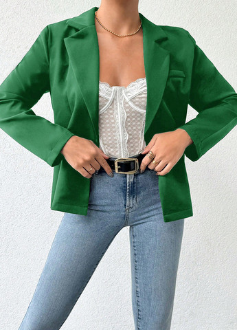 Зеленый женский жакет SHEIN однотонный - демисезонный