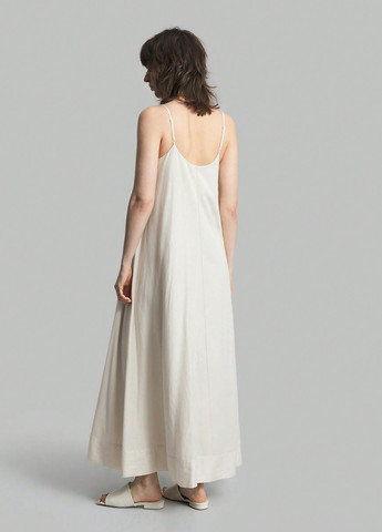 Молочное кэжуал платье а-силуэт, в стиле ампир SHEIN однотонное