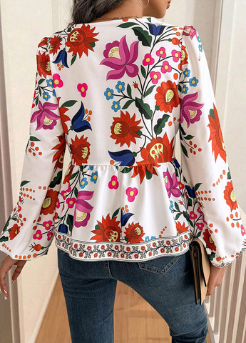 Белая блуза с баской SHEIN