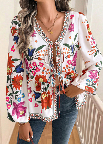 Белая блуза с баской SHEIN