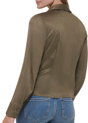Оливковая кэжуал рубашка однотонная Calvin Klein