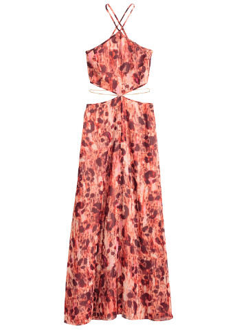 Розовое кэжуал платье H&M с абстрактным узором