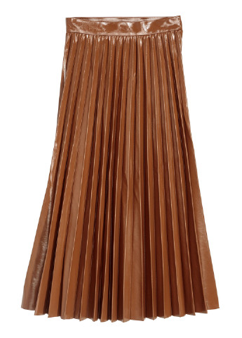 Темно-коричневая кэжуал однотонная юбка H&M плиссе
