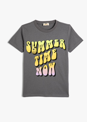 Серая летняя футболка KOTON