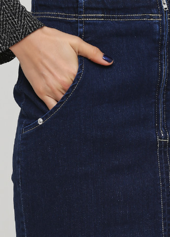 Темно-синяя джинсовая однотонная юбка Heine карандаш