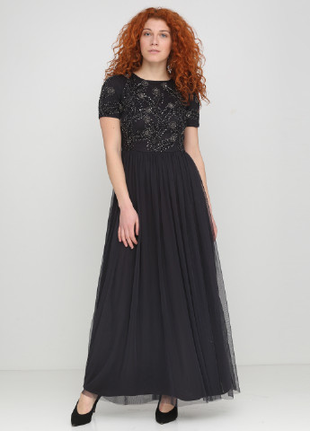 Черное вечернее платье Lace & Beads однотонное