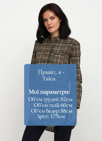 Оливковковая (хаки) кэжуал рубашка однотонная Mango
