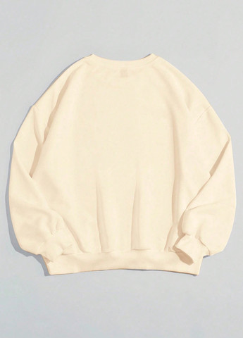 Кремовый свитшот SHEIN рисунок без декора (364099759)