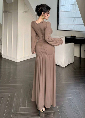 Коричнева святковий, кежуал сукня кльош SHEIN однотонна