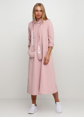 Розовое кэжуал платье платье-худи, оверсайз Italy Moda с надписью