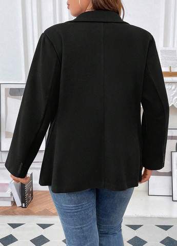 Черный женский жакет SHEIN однотонный - демисезонный