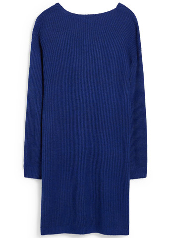 Синее кэжуал платье платье-свитер Cortefiel однотонное