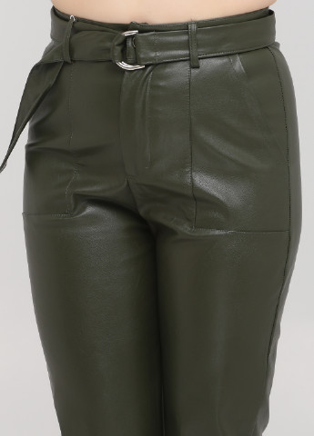 Оливковые кэжуал демисезонные укороченные, зауженные брюки High Quality