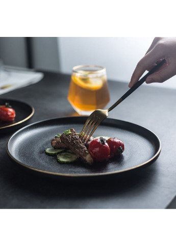 Тарілка закусочна кругла 6495 21 см чорна No Brand (253610852)