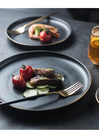 Тарілка закусочна кругла 6495 21 см чорна No Brand (253610852)