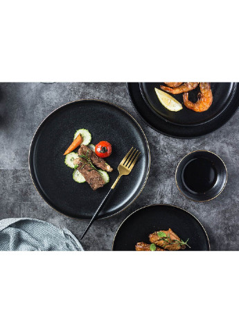 Тарілка закусочна кругла 6495 21 см чорна No Brand (253610852)