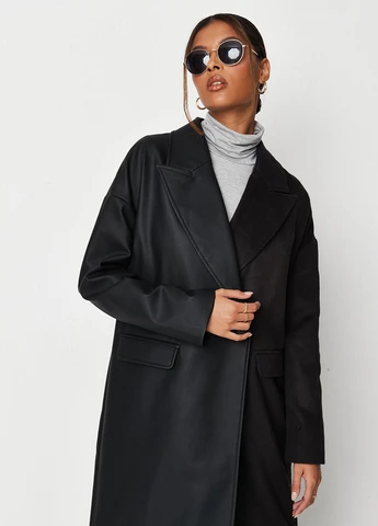 Чорне демісезонне Пальто двобортне Missguided