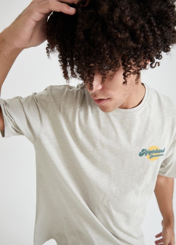 Светло-серая летняя футболка DeFacto