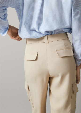 Бежевые кэжуал демисезонные прямые брюки Massimo Dutti