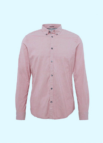 Светло-розовая кэжуал рубашка однотонная Tom Tailor с длинным рукавом
