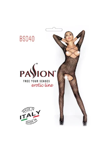 Бодистокинг BS040 black, комбинезон с открытой грудью Passion (255458389)