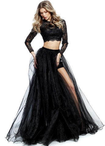Черное вечернее платье Sherri Hill однотонное