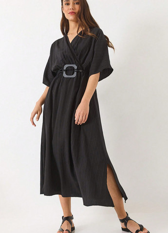 Чорна святковий, кежуал сукня на запах, а-силует SHEIN однотонна