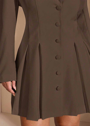 Коричнева святковий, ділова, кежуал сукня кльош, сукня-жакет SHEIN однотонна