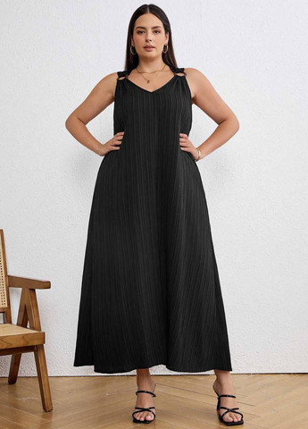 Черное кэжуал платье а-силуэт SHEIN однотонное