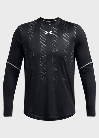 Черный демисезонный спортивный лонгслив Under Armour с логотипом