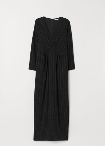 Черное кэжуал блестящее длинное платье H&M однотонное