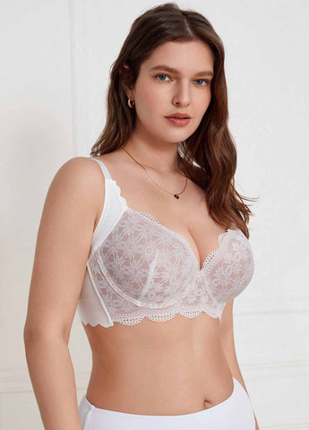 Білий корбей бюстгальтер SHEIN з кісточками поліамід