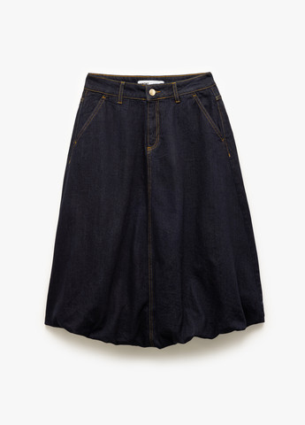 Темно-синяя джинсовая однотонная юбка KOTON баллон
