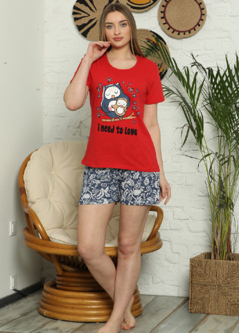 Комбинированная всесезон пижама футболка + шорты ECROU