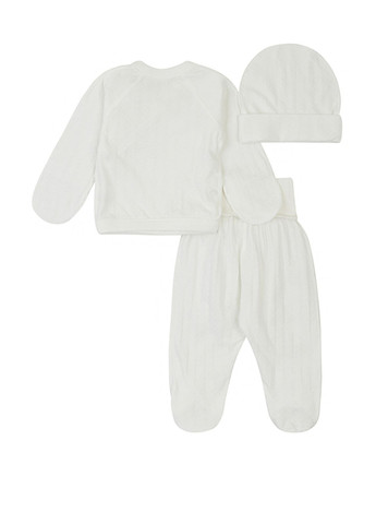 Молочный демисезонный комплект (распашонка, ползунки, шапка) Ляля
