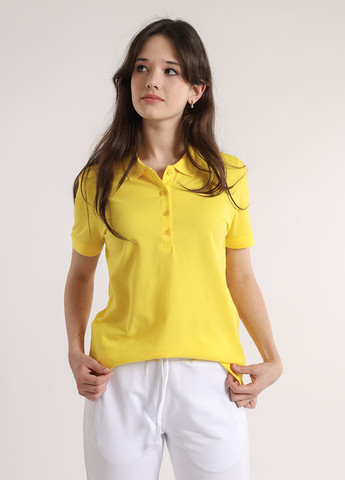 Желтая женская футболка-поло BBL однотонная