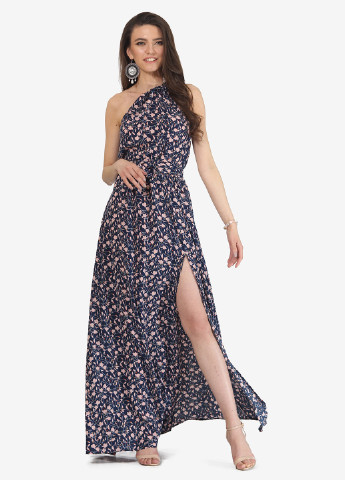 Темно-синее кэжуал платье клеш Lila Kass с цветочным принтом