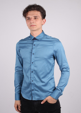 Голубой кэжуал рубашка однотонная New Way